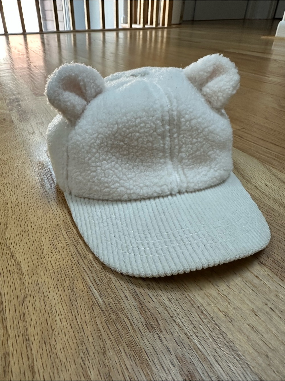 Cream Teddy Ear Kids Cap - Soft Sherpa Hat